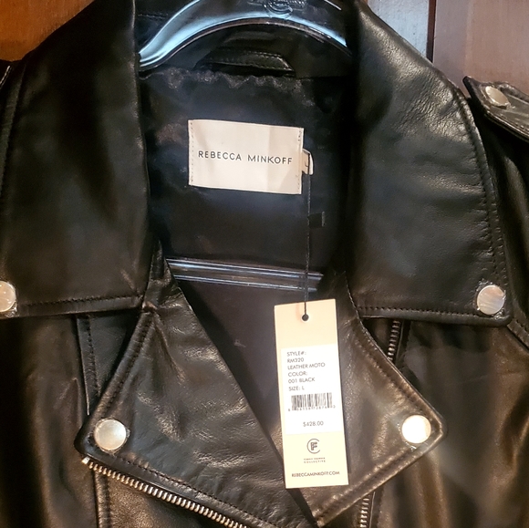 Rebecca Minkoff Genuine Leather Bikercore Black Jacket Size L - Picture 3 of 13
